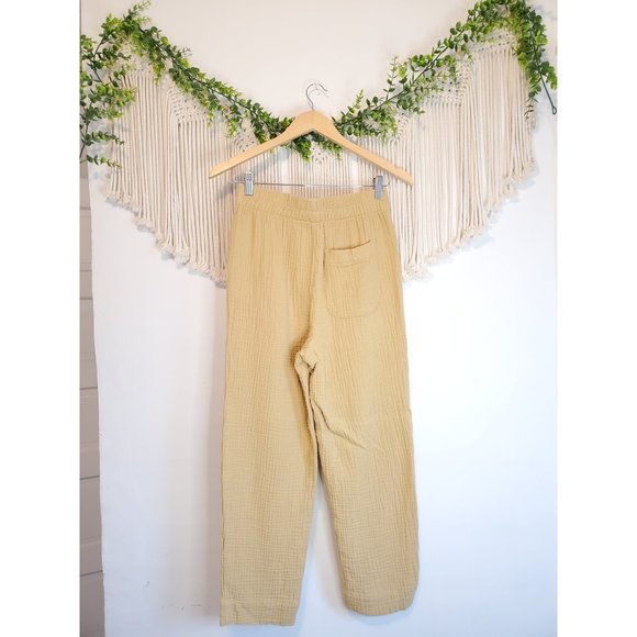 Madewell Camel Lightspun Tapered Huston Pull On Straight Gauze Crop Pants XS - Picture 4 of 7